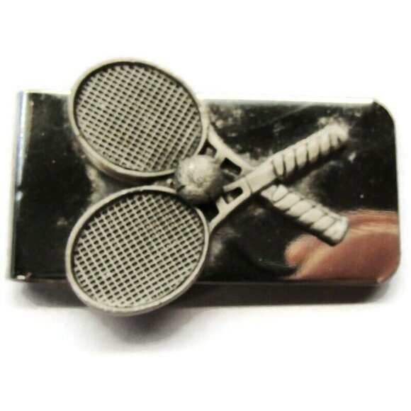 Tennis Money Clip Stainless Steel Racquets Tennis Ball  Cash ID Holder - Picture 4 of 6